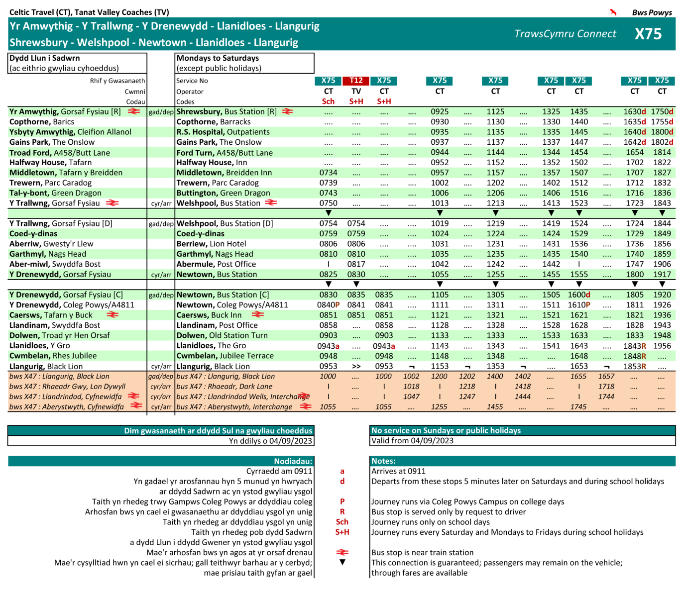 celtic travel x75 bus timetable